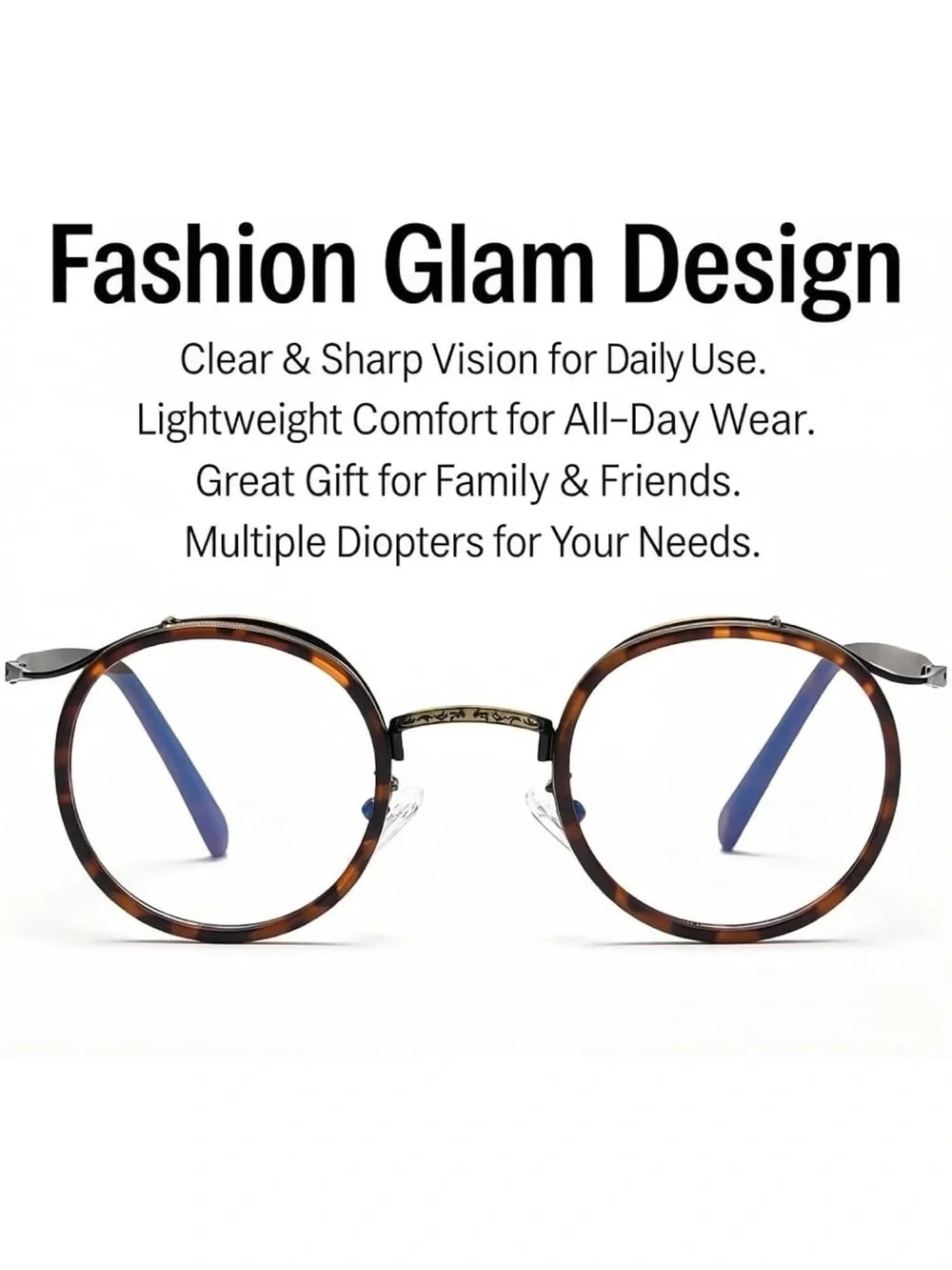Blue Light Blocking Reading Glasses, Retro, Steam Punk, Lightweight, Round Frame
